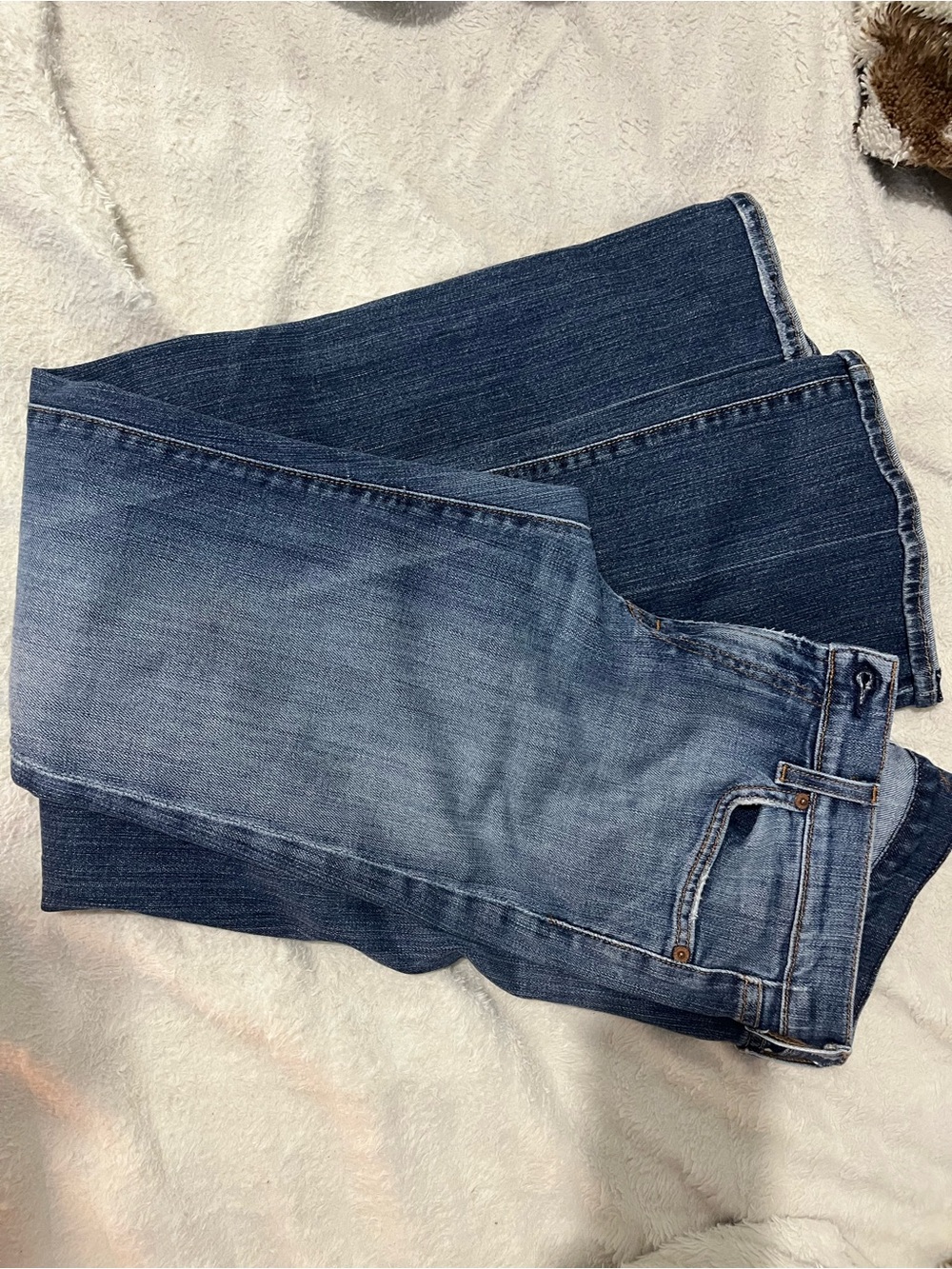 7 For All Mankind Two-Tone Blue Boot Cut Jeans